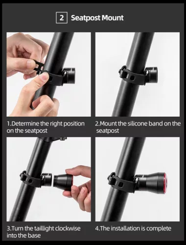 Rockbros Q5 V2 Eclairage arrière vélo intelligent