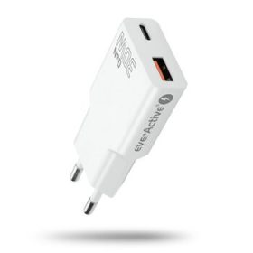   Chargeur mural everActive GaN SUPER SLIM SC-380Q pour téléphone / smartphone avec port USB QC3.0 et USB-C PD 30W