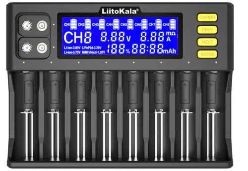 Chargeur LiitoKala Lii-8S 8 Slots Affichage d'écran LCD Chargeur de batterie le plus intelligent de l'UE