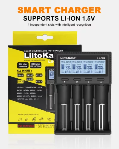 Chargeur LiitoKala Lii CH4 pour batteries 1,2 et 1,5 et 3,6 V 