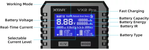 XTAR VX2 Pro chargeur intelligent et testeur de capacité
