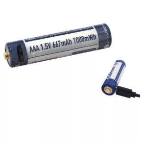   Batterie au lithium-ion AAA 1.5V 1000mWh (environ 667mAh) (rechargeable via micro USB)
