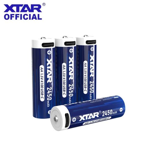 XTAR 4 piles AA 4100mWh/2450mAh USB-C rechargeables