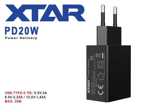 XTAR PD20W adaptateur mural avec courant de charge 3A, puissance de 20W