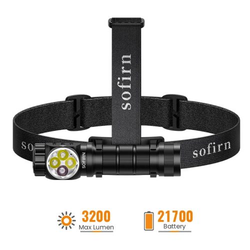 Lampe frontale SOFIRN HS43 3200lm avec lumière rouge 660nm, rechargeable USB-C