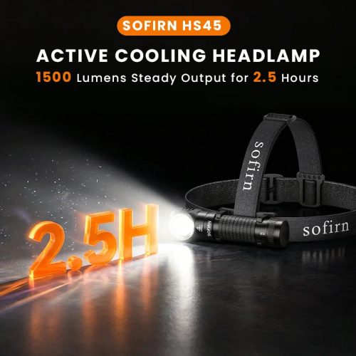Lampe frontale hybride Sofirn HS45 3200 Lumens avec système de refroidissement par ventilateur actif