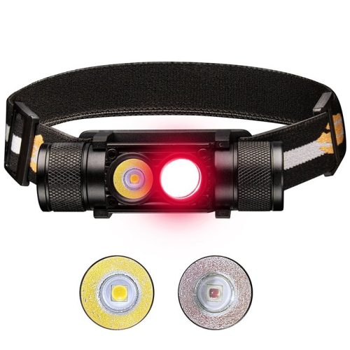 Sofirn D25LR Lampe frontale rechargeable, avec LH351D 5000K LED blanche et SST20 DR 660 nm LED rouge, port de charge micro USB