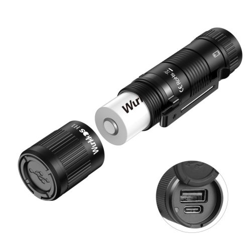 Wurkkos H1A Powerbank portable avec clip, batterie remplaçable / boîtier en alliage d’aluminium / compatible 21700 & 18650 / étanchéité IP68