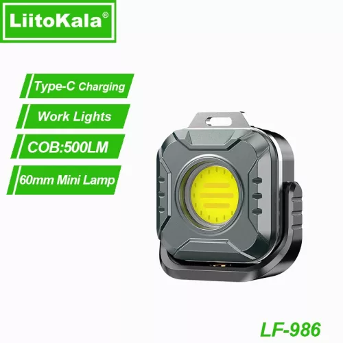Lampe de travail mini LiitoKala LF-986 LED+COB 500LM Interface de charge Type-C 5V1A Entrée Batterie intégrée 1200mAh