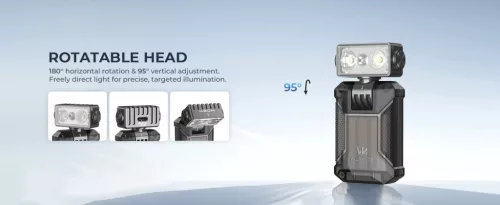 Lampe de poche EDC à clip WURKKOS HD04 – 750LM, tête rotative à 180°, Spot/Projecteur/RGB pour l'extérieur, le travail et les urgences