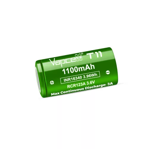 Batterie Li-ion rechargeable Vapcell INR 16340 T11 1100mAh 3A 